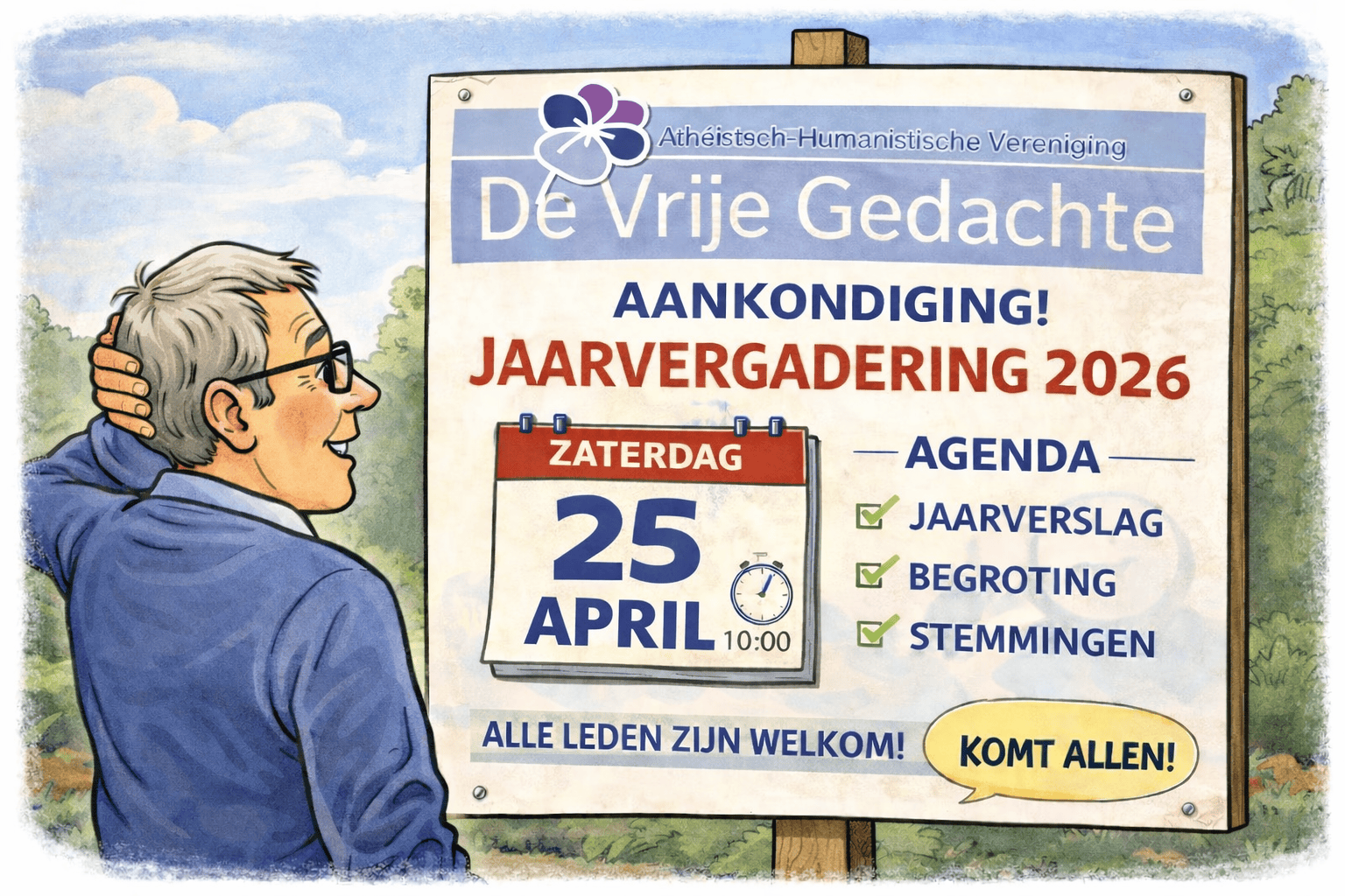 Algemene Jaarvergadering van De Vrije Gedachte - 25 april 2026